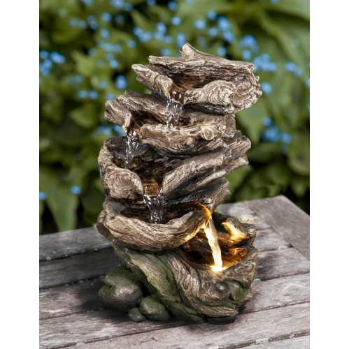 Hi-Line Gift Ltd Multi Level Logs Fountain with LED