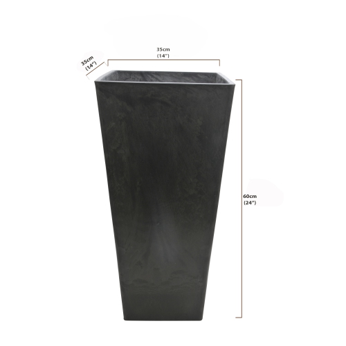 Hi-Line Gift Ltd 24In Square Black Plastic Planter