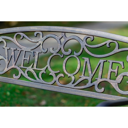 Hi-Line Gift Ltd Bronze Welcome Garden Bench 50 Inch Long