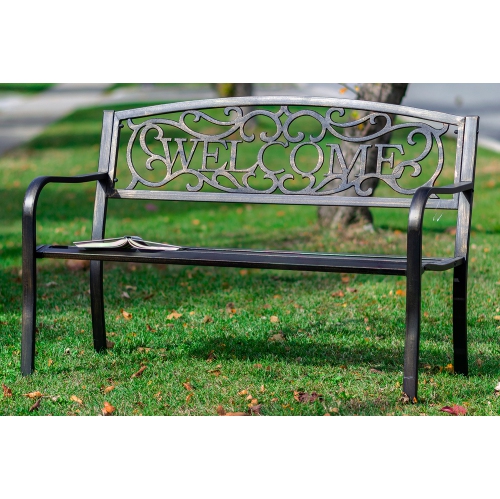 Hi-Line Gift Ltd Bronze Welcome Garden Bench 50 Inch Long