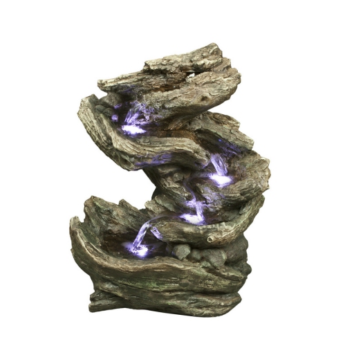 Hi-Line Gift Ltd 4 Level Log Waterfall Fountain with LED