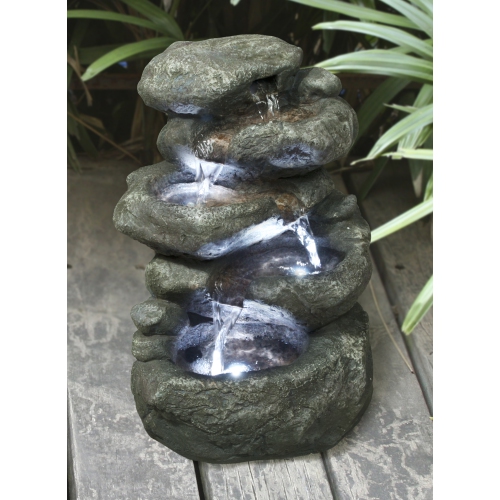 Hi-Line Gift Ltd Fountain-5 Level Rocks with Lights