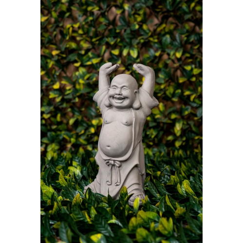 HI-LINE GIFT LTD  Buddha With Hands Up In Grey