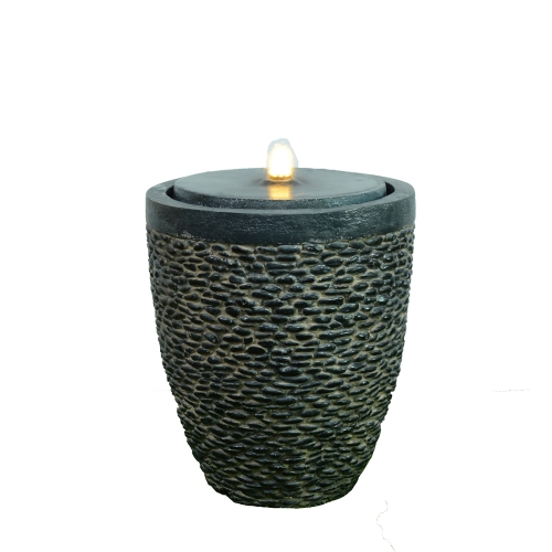 Hi-Line Gift Ltd Large Stone Fountain with Flame-Effect LED