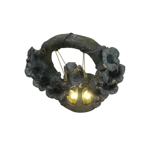 Hi-Line Gift Ltd Girl On A Swing Fountain with 2 Warm White LED Lights