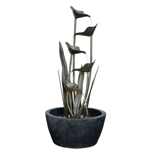 Hi-Line Gift Ltd Metal Plant Fountain with 5 Leaves