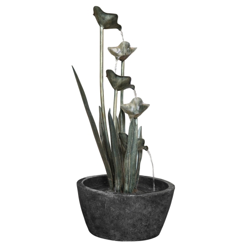 Hi-Line Gift Ltd Metal Plant Fountain with 5 Leaves