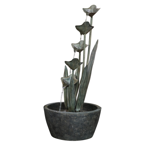 Hi-Line Gift Ltd Metal Plant Fountain with 5 Leaves