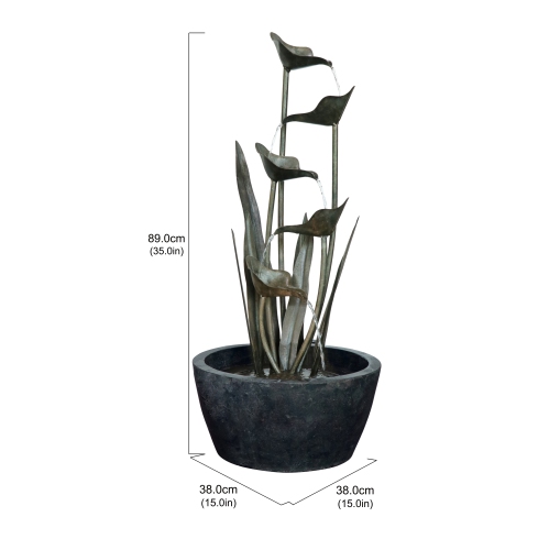 Hi-Line Gift Ltd Metal Plant Fountain with 5 Leaves