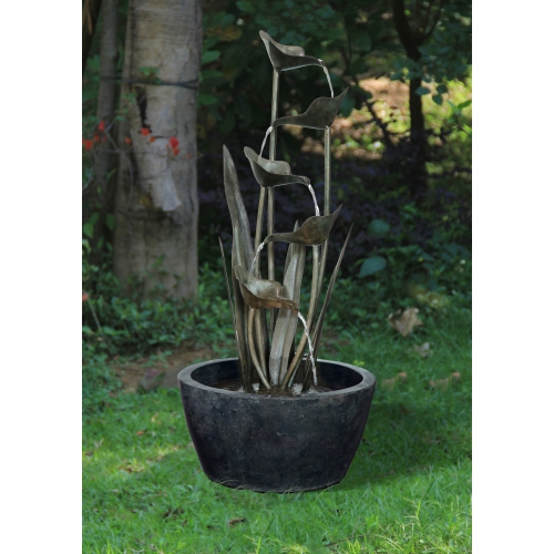 Hi-Line Gift Ltd Metal Plant Fountain with 5 Leaves