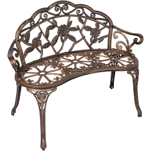 HI-LINE GIFT LTD  Bronze Metal Rose Garden Bench