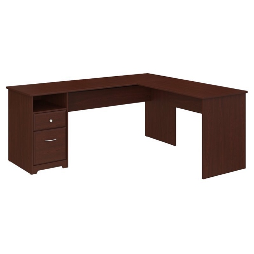 ATLIN DESIGNS  72W L Shaped Computer Desk With Drawers In Harvest Cherry