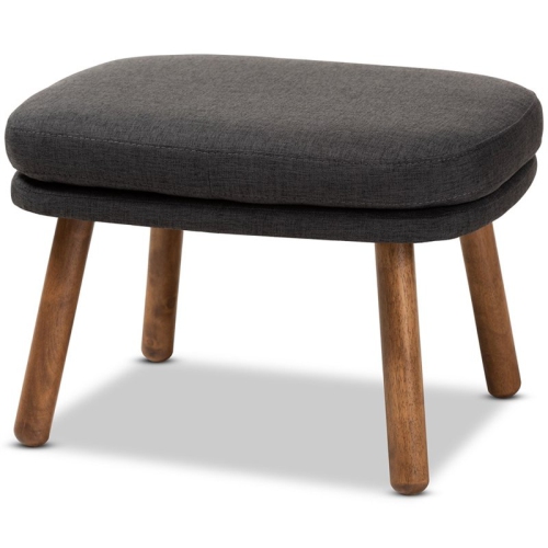 BOWERY HILL  Ottoman In Dark Grey And Walnut Brown