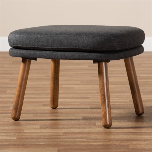 Bowery Hill Ottoman in Dark Grey and Walnut Brown