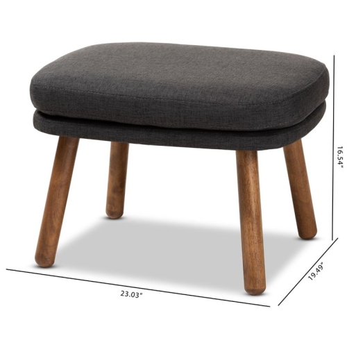 Bowery Hill Ottoman in Dark Grey and Walnut Brown