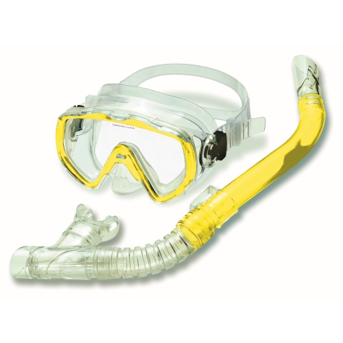 Ensemble avec masque Thermotech et tuba de la mer jaune néon pour les jeunes et les adultes