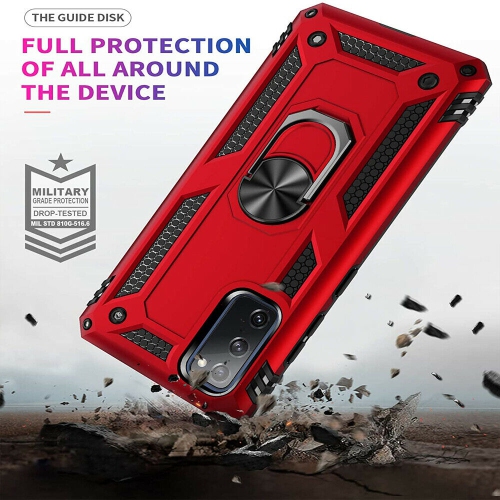 Samsung Galaxy Note 20 Ultra Red Military Grade 360 Degree Rotating Metal Magnetic Ring Car Mount Holder Kickstand Shockproof Heavy Duty Cover
