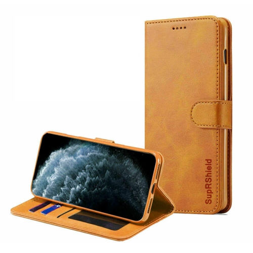Apple iPhone 11 Pro Brown SupRShield Wallet Leather Card Holder Flip Protective Shockproof Magnetic Case Cover