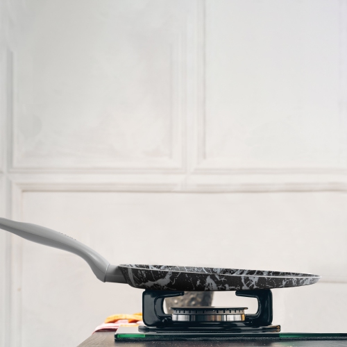 Diamond Marble Italian Crepe & Pancake Pan 25cm - 10 inch - PFOA Free - Black & Grey