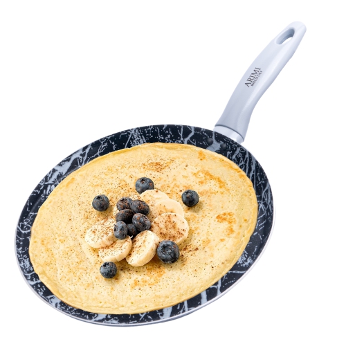 Diamond Marble Italian Crepe & Pancake Pan 25cm - 10 inch - PFOA Free - Black & Grey