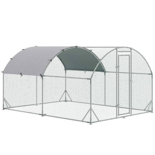 PAWHUT  Galvanized Large Metal Chicken Coop Cage Walk-In Enclosure Poultry Hen Run House Playpen Rabbit Hutch \w Cover for Outdoor Backyard 9.2' X