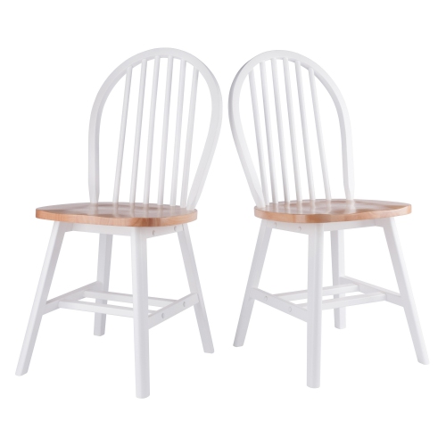 WINSOME WOOD  Windsor 2-Piece Chair Set, Natural And White