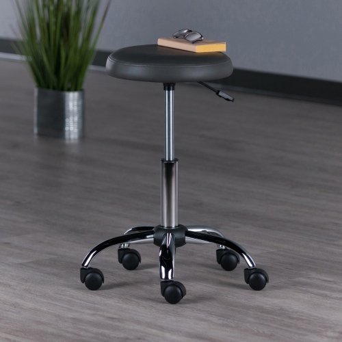 Clyde Adjustable Cushion Seat Swivel Stool - Charcoal and Chrome
