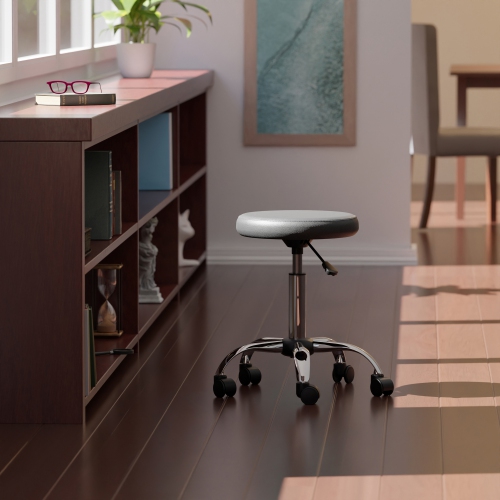 Clyde Adjustable Cushion Seat Swivel Stool - Charcoal and Chrome