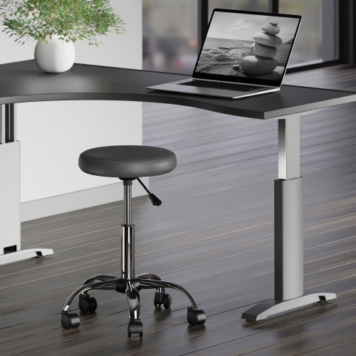 Clyde Adjustable Cushion Seat Swivel Stool - Charcoal and Chrome