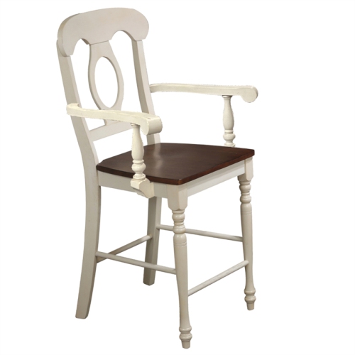 Sunset Trading Andrews 3Pc 42" Round Drop Leaf Pub Table Set White/Brown Wood