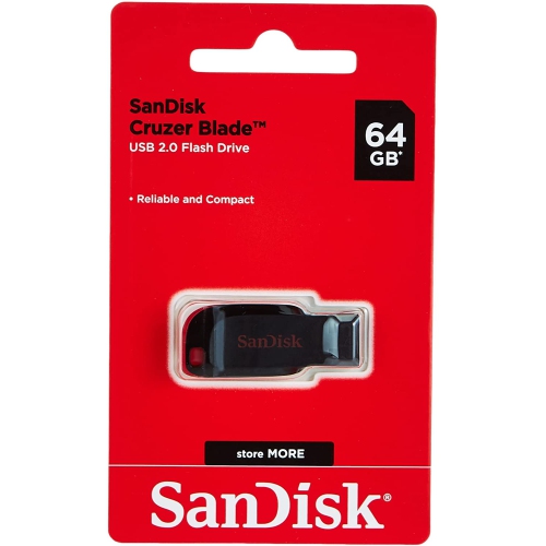 SANDISK  Cruzer Blade USB Flash Drive-64GB (Sdcz50-064G-B35) - Brand New best brand of flash drive