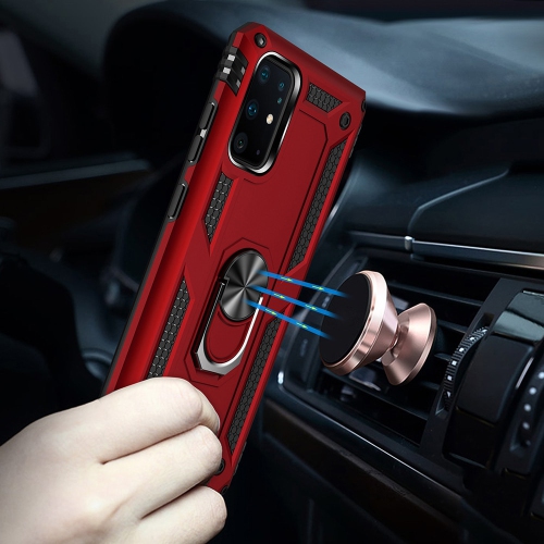 Samsung Galaxy S20 Plus S20+ Case Red Military Grade 360 Degree Rotating Metal Magnetic Ring Car Mount Holder Kickstand Shockproof Heavy Duty Cover