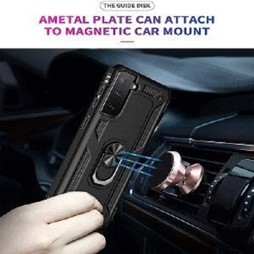 Samsung Galaxy S20 Plus Black Military Grade 360 Degree Rotating Metal Magnetic Ring Car Mount Holder Kickstand Shockproof Heavy Duty Cover