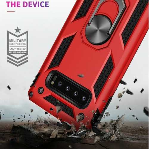 Samsung Galaxy S10 Red Military Grade 360 Degree Rotating Metal Magnetic Ring Car Mount Holder Kickstand Shockproof Heavy Duty Cover