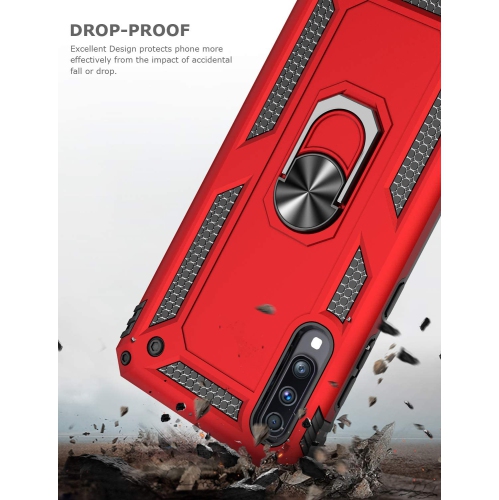 Samsung Galaxy A11 Case Red Military Grade 360 Degree Rotating Metal Magnetic Ring Car Mount Holder Kickstand Shockproof Heavy Duty Cover