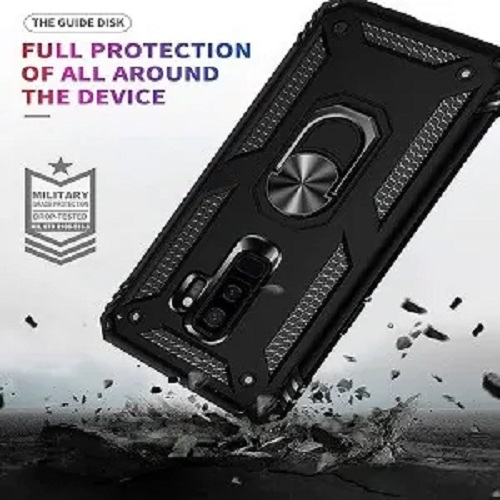 Samsung Galaxy S9 Navy Blue Military Grade 360 Degree Rotating Metal Magnetic Ring Car Mount Holder Kickstand Shockproof Heavy Duty Cover