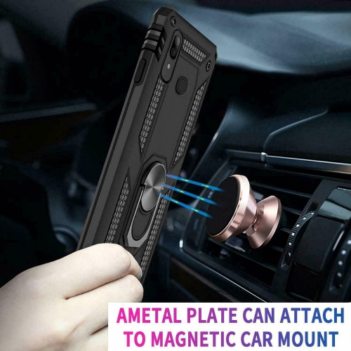 Samsung Galaxy S10 Navy Blue Military Grade 360 Degree Rotating Metal Magnetic Ring Car Mount Holder Kickstand Shockproof Heavy Duty Cover