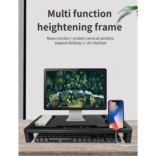 Monitor Riser Stand Laptop Stand Save Space Desk Organizer with Keyboard Organizer Space Black