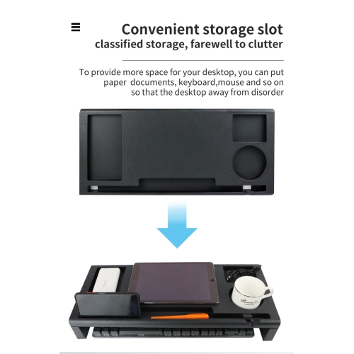 Monitor Riser Stand Laptop Stand Save Space Desk Organizer with Keyboard Organizer Space Black