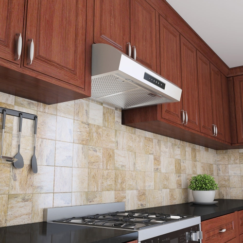 ancona under counter range hood with night light feature
