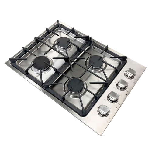 CROWN Professional 30" 4 Burner Drop-In Stainless Steel Gas Cooktop LGC3001 with 48,000 BTUs Power with Automatic Electric Ignition