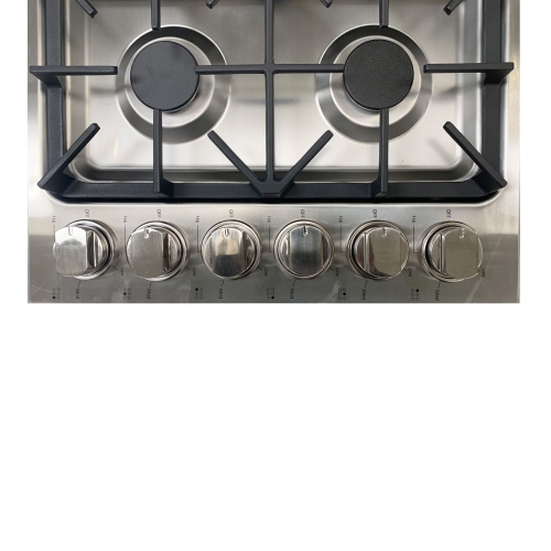 CROWN Professional 36" 6 Burner Drop-In Stainless Steel Gas Cooktop LGC3601 with 72,000 BTUs Power with Automatic Electric Ignition