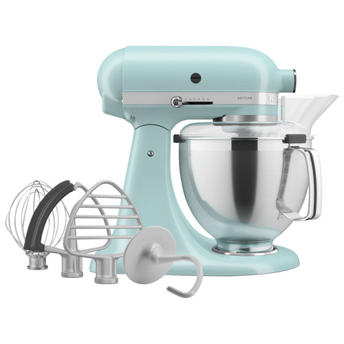 Batteur sur socle à tête inclinable Artisan de KitchenAid avec ensemble d'accessoires de qualité supérieure - 5 pte - 325 W - Bleu eau minérale