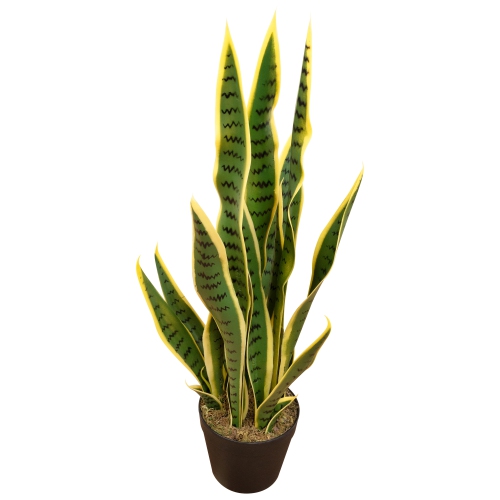 Real Touch Artificial Potted Striped Leaf Dracaena Snake Plant - 29"