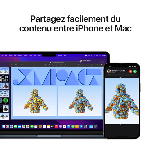 MacBook Air de 13,6 po avec Touch ID d'Apple - Minuit (puce M2 d'Apple/SSD 256 Go/RAM 8 Go) - Français