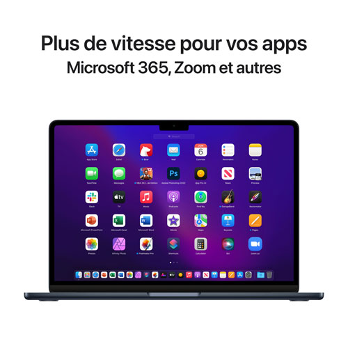 MacBook Air de 13,6 po avec Touch ID d'Apple - Minuit (puce M2 d'Apple/SSD 256 Go/RAM 8 Go) - Français