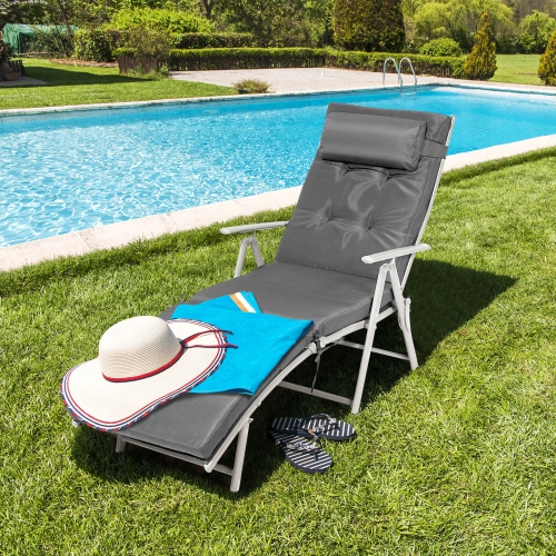 Adjustable Folding Chaise Lounge Chair - Lightweight Outdoor Recliner