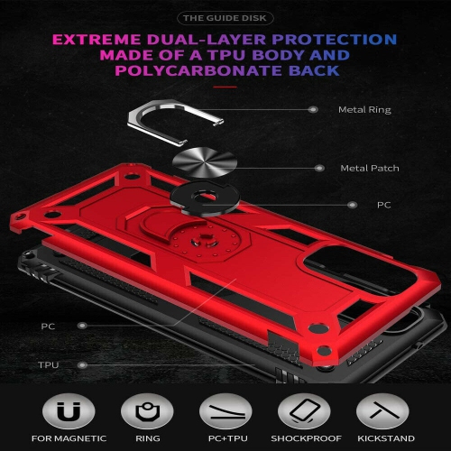 [SuperShield] Samsung Galaxy Note 20 Case Rose Gold Military Grade 360 Degree Rotating Metal Magnetic Ring Car Mount Holder Kickstand Shockproof