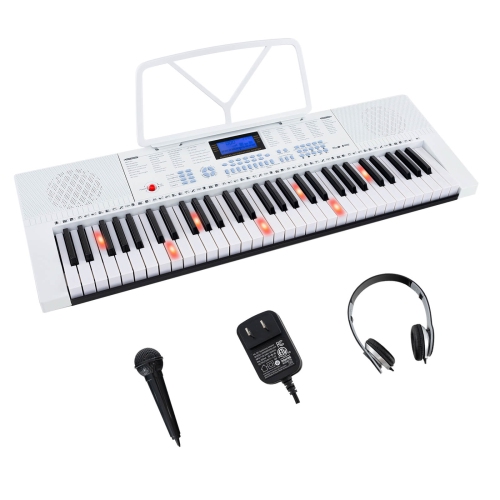 Image 1 of 10.. Costway 61-Key Electric Piano Portable Digital Keyboard w/Lighted Key Music Stand
