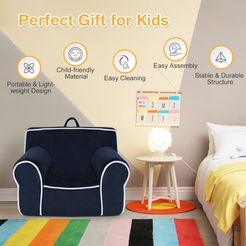 Costway Kids Sofa Toddler Foam Filled Armchair w/ Velvet Fabric Baby Perfect Gift